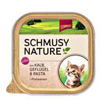 Schmusy Nature Kitten Borjú Szárnyas útifűmaghéjjal 100g
