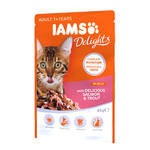IAMS Delights Ízlezes Lazac pisztránggal aszpikban 85g