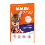 IAMS Delights Zamatos Bárányhús májjal aszpikban 85g