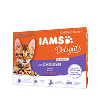 IAMS Deligths Kitten Csirke falatok ízletes szószban 12x85g