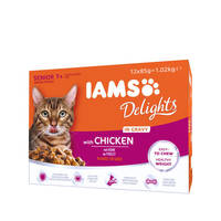 IAMS Delights Senior Csirke falatok ízletes szószban 12x85g