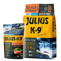 Julius K9 GF Utility Dog Hypoallergen Adult Lazac spenót 3kg +Ajándék Lazac 340g
