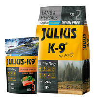 Julius K9 GF Utility Dog Hypoallergen Senior Bárány 3kg+Ajándék Lazac 340g