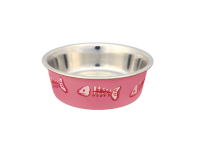 Trixie Fishbone Műanyag bevonatú Acél etetőtál Pink 0,3L